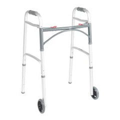 drive™ Deluxe Adjustable Height Junior Dual Release Folding Walker, Silver
