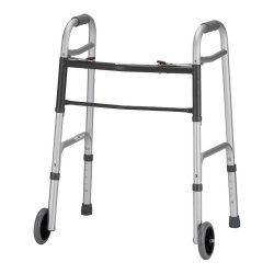 Nova Adjustable Height Youth Dual Release Folding Walker, Silver