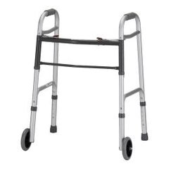 Nova Adjustable Height Youth Dual Release Folding Walker, Silver