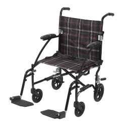 driveâ„¢ Fly Lite Ultra Lightweight Transport Wheelchair, Black with Black Finish