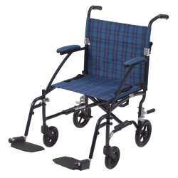 driveâ„¢ Fly Lite Ultra Lightweight Transport Wheelchair, Blue with Blue Finish