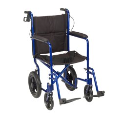 driveâ„¢ Expedition Lightweight Transport Wheelchair, Black with Blue Finish