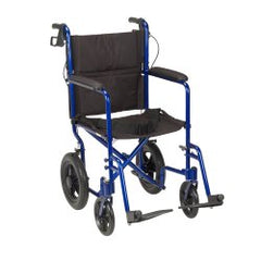 drive™ Expedition Lightweight Transport Wheelchair, Black with Blue Finish