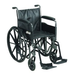 driveâ„¢ Silver Sport 2 Sport Wheelchair with Padded, Removable Arm, Composite Mag Wheel, 18 in. Seat, Swing Away Footrest, 300 lbs