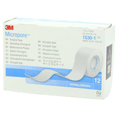 3M Micropore Paper Tape - White, 1" X 10Yds (Box of 12)(Pack of 2)