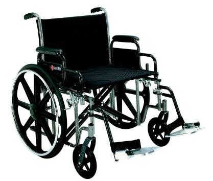 Merits Voyageur Bariatric Wheelchair with Removable Arm, Composite Mag Wheel, 20 in. Seat, Swing Away Footrest, 400 lbs