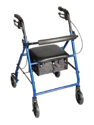 Carex® Classics 4 Wheel Rolling Walker, 6 in. Wheel, 30   36 in. Handle, Metallic Blue, 300 lbs
