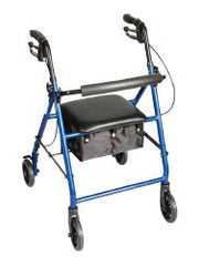 Carex® Classics 4 Wheel Rolling Walker, 6 in. Wheel, 30   36 in. Handle, Metallic Blue, 300 lbs