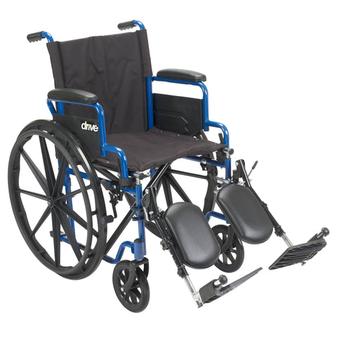 driveâ„¢ Blue Streak 20 Inch Seat Width Wheelchair with Swing Away Elevating Legrests