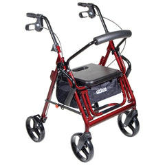 drive™ Duet 4 Wheel Rollator / Transport Chair, Burgundy