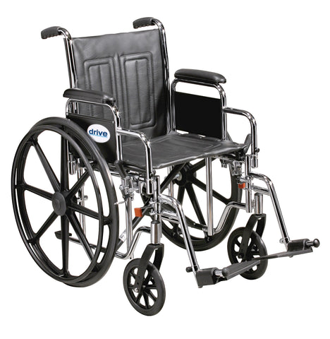driveâ„¢ Sentra EC Heavy Duty Wheelchair with Padded, Removable Arm, Composite Mag Wheel, 20 in. Seat, Swing Away Footrest, 450 lbs