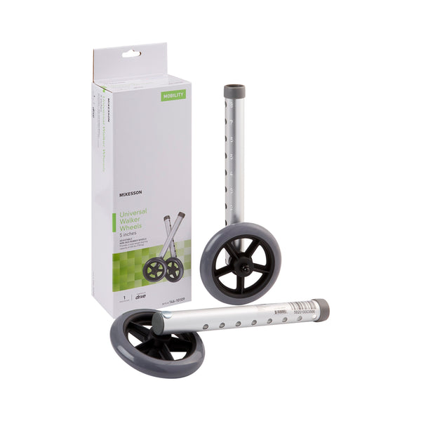 McKesson Walker Wheels, For Use With Walkers, 5 in. Dia., Aluminum