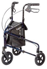 Carex® Trio 3 Wheel Rolling Walker, 7.5 in. Wheel, 31.75   38 in. Handle, Blue, 250 lbs, Aluminum Frame