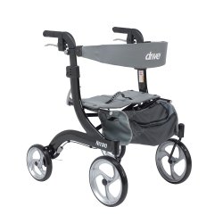 drive™ Nitro 4 Wheel Hemi Height Rollator, 10 in. Wheel, 28   31 in. Handle, Black, 300 lbs, Aluminum Frame
