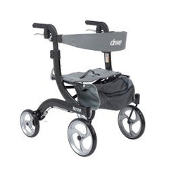 drive™ Nitro 4 Wheel Hemi Height Rollator, 10 in. Wheel, 28   31 in. Handle, Black, 300 lbs, Aluminum Frame