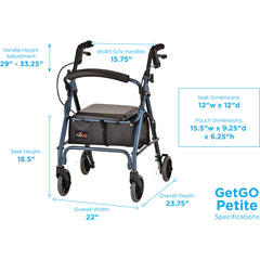 Rollator Nova GetGO Petite Narrow