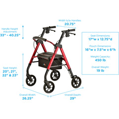 Rollator STAR 8 DX Heavy Duty, 450 lb. Weight Capacity