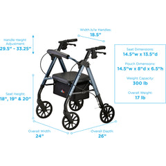 Rollator STAR 8  Walker, 8" Wheels & Petite Size