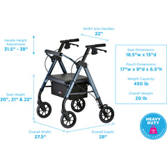 Rollator STAR Heavy Duty , 450 lb. Weight Capacity