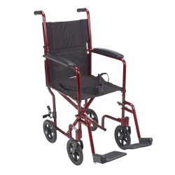drive™ Lightweight Transport Chair, Black with Red Finish