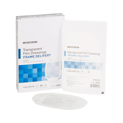 McKesson Octagonal Sterile Dressing with Frame Style Delivery, 4 x 4 3/4 Inch, Transparent