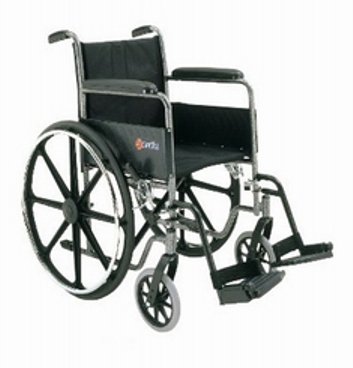 Merits Standard Wheelchair with Padded Arm, Composite Mag Wheel, 18 in. Seat, Swing Away Footrest, 250 lbs