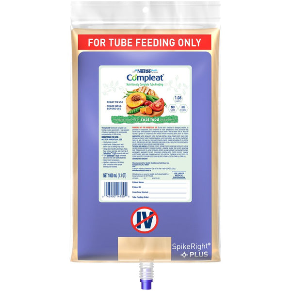 Compleat® Spike Right® Plus Ready to Hang Tube Feeding Formula, 33.8 oz. Bag