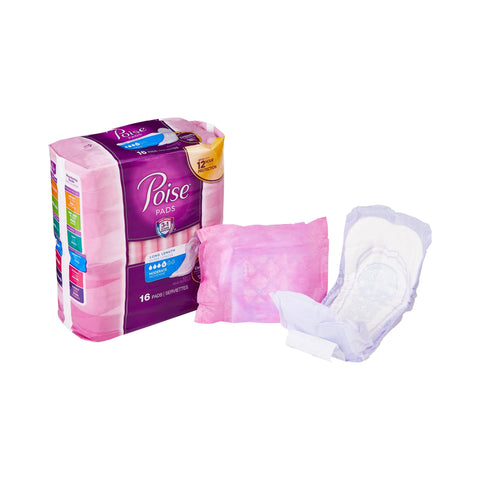 Poise® Moderate Bladder Control Pad, Long Length, 16 Pads per Package