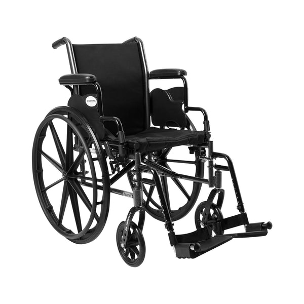 McKesson Lightweight Wheelchair with Flip Back, Padded, Removable Arm, Composite Mag Wheel, 16 in. Seat, Swing Away Footrest, 300 lbs