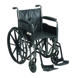 drive™ Silver Sport 2 Sport Wheelchair with Padded, Removable Arm, Composite Mag Wheel, 18 in. Seat, Swing Away Footrest, 300 lbs