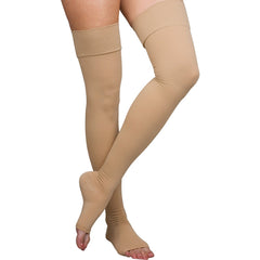 Loving Comfort® Thigh High Compression Stockings, Large, Beige