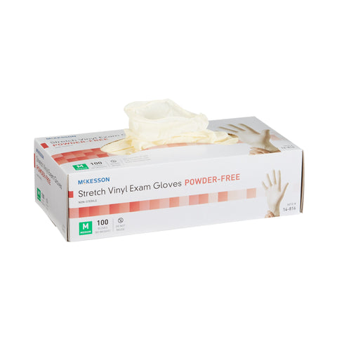 McKesson Stretch Vinyl Gloves, Medium, Ivory