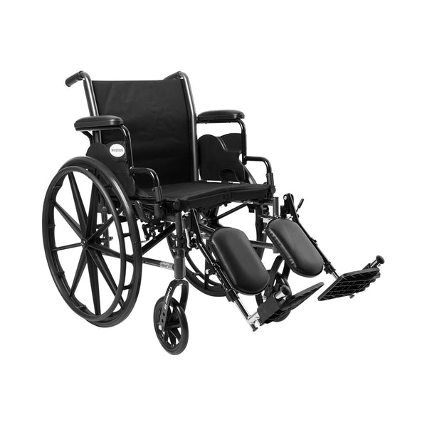 McKesson Lightweight Wheelchair with Flip Back, Padded, Removable Arm, Composite Mag Wheel, 18 in. Seat, Swing Away Elevating Footrest, 300 lbs