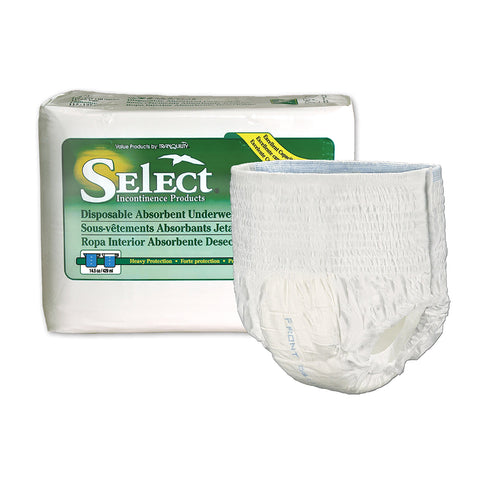 Select® Heavy Protection Absorbent Underwear, Medium, 25 per Bag