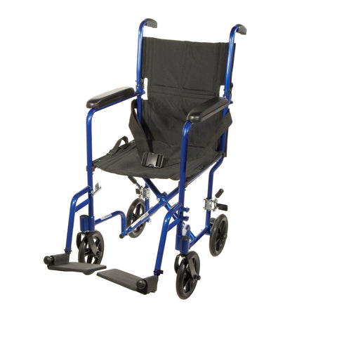 drive™ Lightweight Transport Chair, Black with Blue Finish