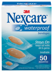 Nexcare™ Waterproof Adhesive Strip, Assorted Sizes, 50 per Box