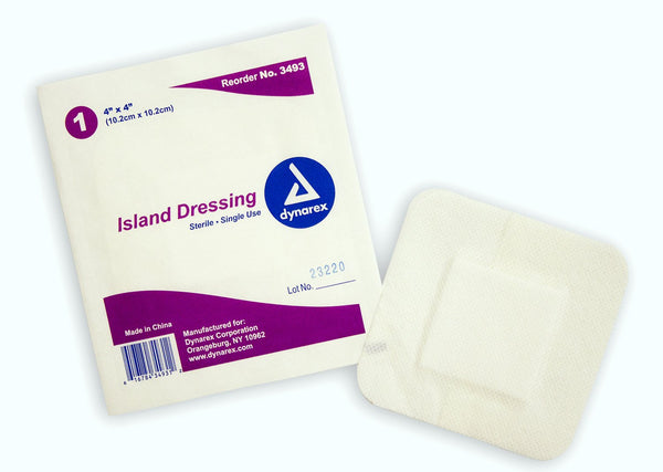 dynarex® White Adhesive Dressing, 4 x 4 inch
