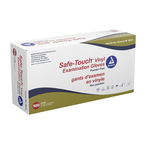 dynarex® Safe Touch™ Vinyl Gloves, Large, Clear