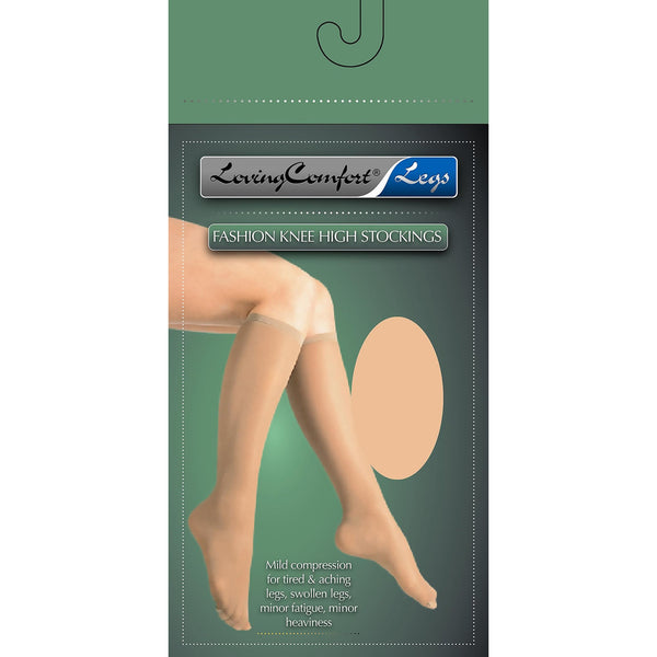 Loving Comfort® Firm Compression Knee High Stockings, Large, Black