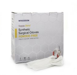 McKesson Finessis Zero® Flexylon® Synthetic Standard Cuff Length Surgical Glove, Size 6, White