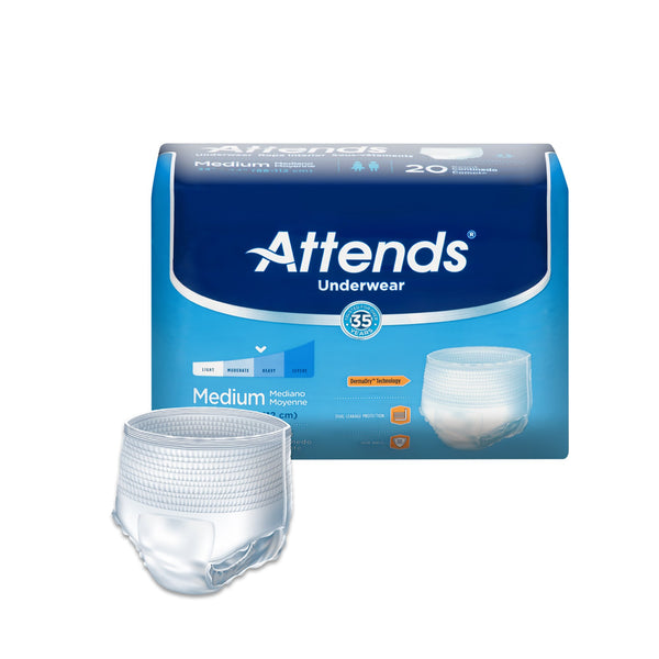 Attends® Adult Moderate Absorbent Underwear, Medium, White