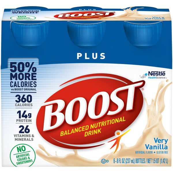 Boost Plus® Vanilla Oral Supplement, 8 oz. Bottle, 6 per Pack, 4 Packs per Case