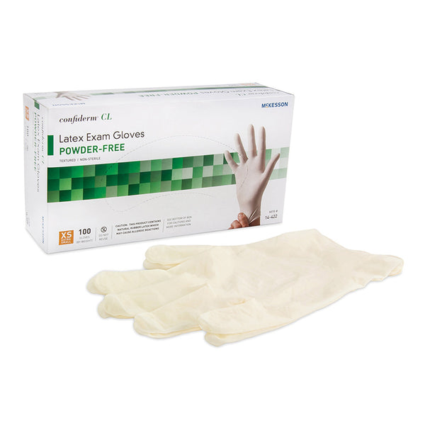 McKesson Confiderm® CL Latex Gloves, Extra Small, Ivory