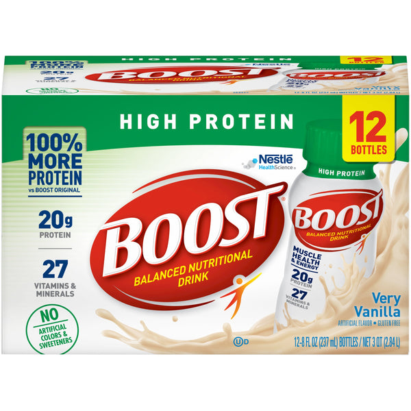 Boost® High Protein Vanilla Oral Protein Supplement, 8 oz. Bottle, 12 per Case