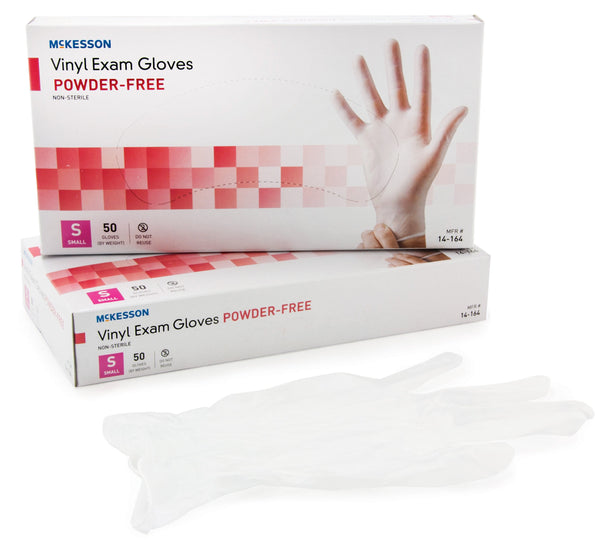 McKesson Confiderm® Vinyl Standard Cuff Length Exam Glove, Small, Clear
