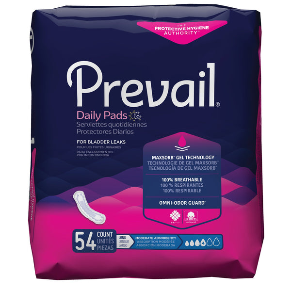 Prevail® Daily Pads Moderate Absorbency Bladder Control Pad, 11 Inch Length