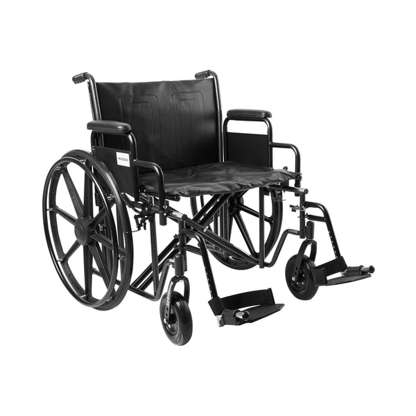 McKesson Heavy Duty Wheelchair with Padded, Removable Arm, Composite Mag Wheel, 24 in. Seat, Swing Away Footrest, 450 lbs