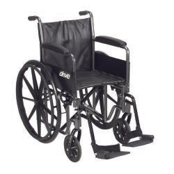 drive™ Silver Sport 2 Standard Wheelchair with Padded, Removable Arm, Composite Mag Wheel, 20 in. Seat, Swing Away Footrest, 350 lbs - Adroit Medical Equipment
