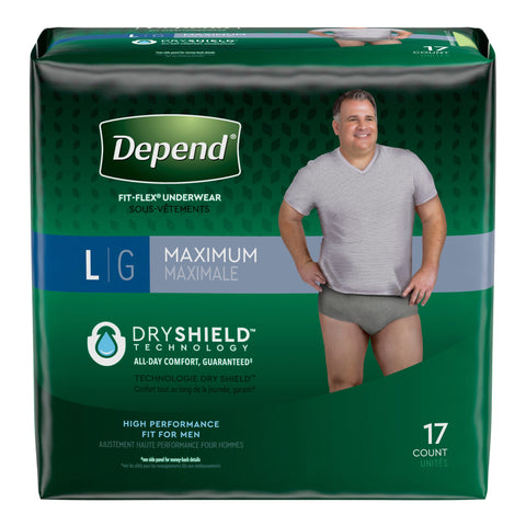 Depend® Fit Flex® Maximum Absorbent Underwear, Large, 17 per Package