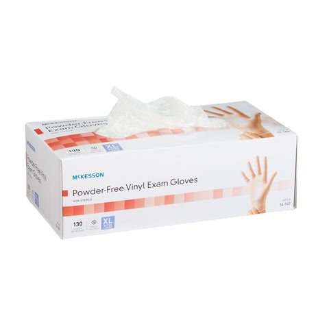McKesson Vinyl Standard Cuff Length Exam Glove, Extra Large, Clear